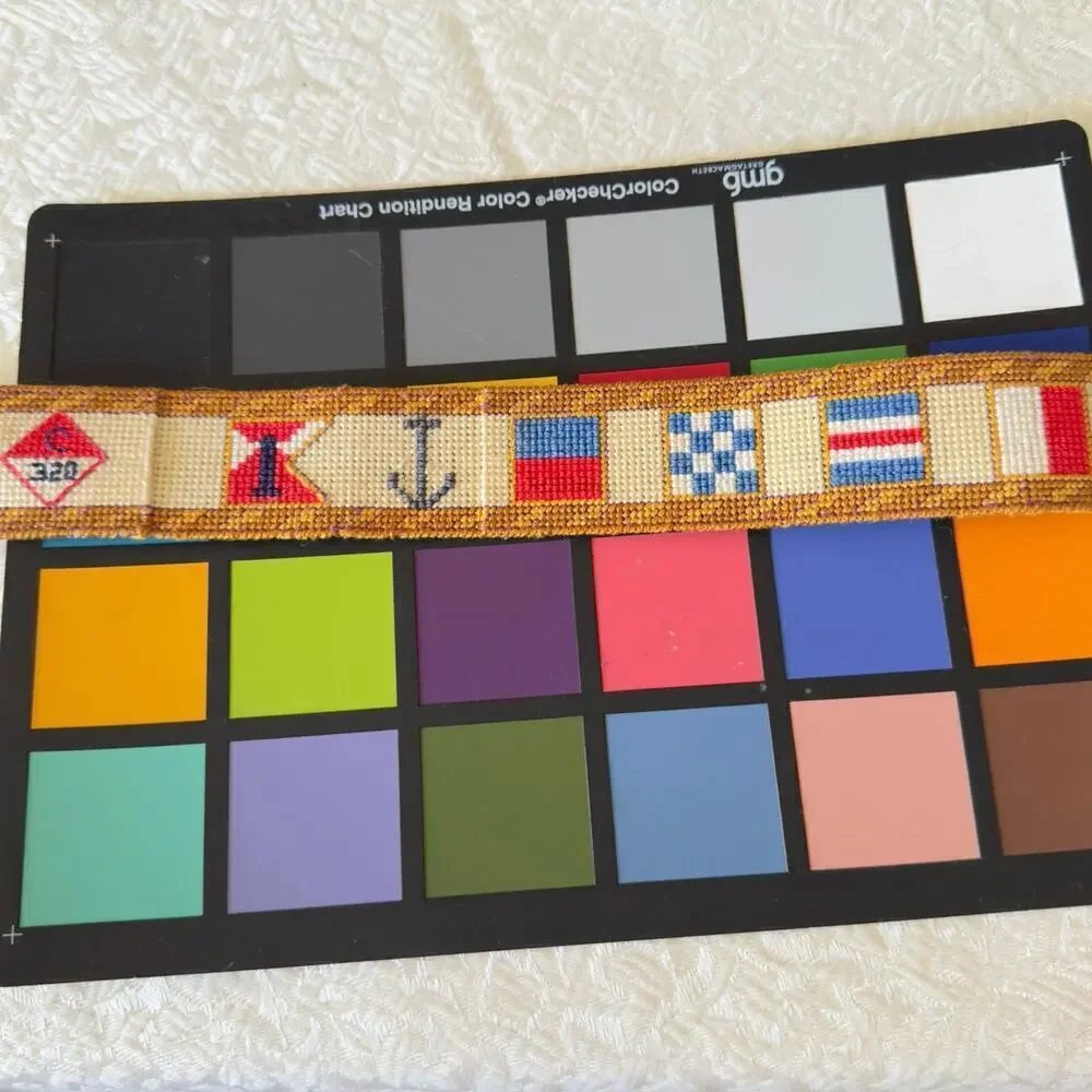 Vintage Needlepoint Belt 320 Catalina Yacht Maritime Signal Flags OOAK 23”